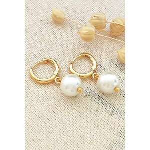 Cercei rotunzi cu perle sintetice - Auriu imagine