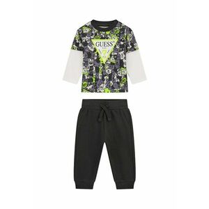 Set de bluza de trening cu imprimeu logo si pantaloni de trening - 2 Piese - Alb/Verde lime/Gri antracit imagine