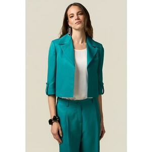 Sacou crop cu model uni - Verde aquamarin imagine