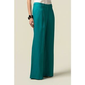 Pantaloni cu croiala ampla si pliuri - Verde aquamarin imagine