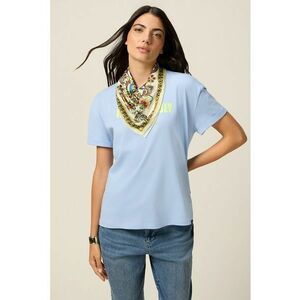 Tricou cu accesoriu cu esarfa - Albastru glaciar imagine