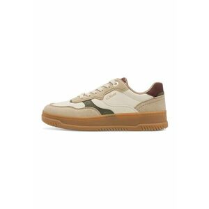 Pantofi sport low-cut de piele ecologica - Alb fildes/Maro nisip imagine