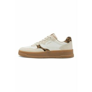 Pantofi sport low-cut de piele ecologica - Alb fildes/Maro deschis imagine