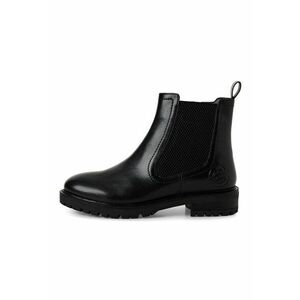 Ghete Chelsea de piele cu toc masiv - Negru imagine