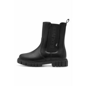 Ghete Chelsea de piele ecologica cu logo - Negru imagine