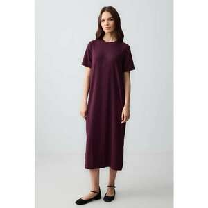 Rochie-tricou midi cu decolteu la baza gatului - Violet tyrian imagine