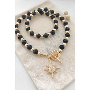 Colier cu zirconia - Auriu/Negru imagine