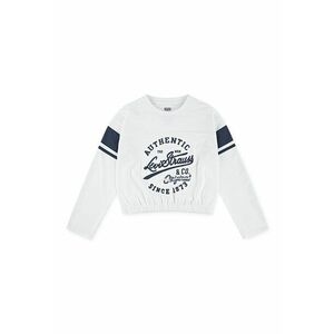 Bluza cu decolteu rotund si imprimeu logo - Alb optic imagine