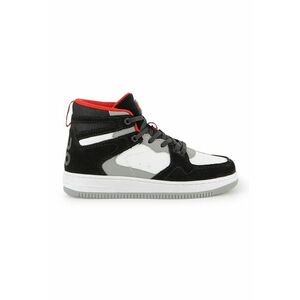 Pantofi sport mid-high cu garnituri de piele - Alb/Negru/Gri cenusiu imagine