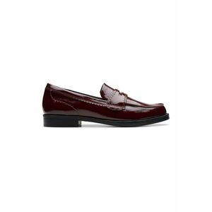 Pantofi loafer din piele cu model uni - Visiniu imagine