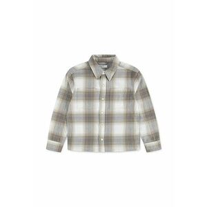 Camasa de bumbac cu model in carouri - Maro taupe deschis/Alb murdar/Albastru imagine