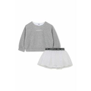 Set de bluza de trening si fusta din tul cu logo - Alb/Gri melange imagine
