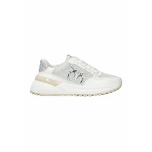 Pantofi sport de piele cu garnituri de material sintetic - Alb murdar/Argintiu imagine