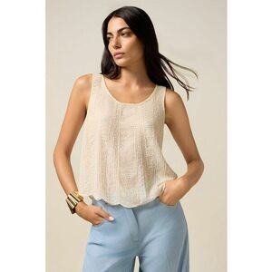 Top texturat asimetric - Bej deschis imagine