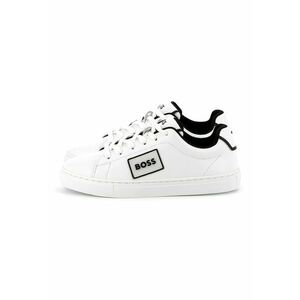 Pantofi sport flatform din piele cu aplicatie logo - Alb optic imagine