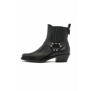 Botine pull-on din piele cu toc cubanez - Negru imagine