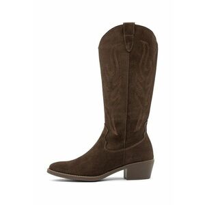 Cizme mid-calf cowboy din piele intoarsa Leyla - Maro inchis imagine