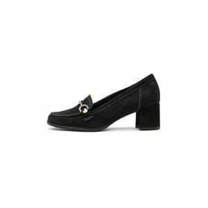 Pantofi loafer din piele nabuc cu toc Passes - Negru imagine