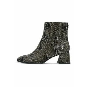 Ghete cu model piele de sarpe si toc masiv - Negru/Maro taupe imagine