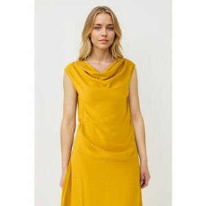 Bluza uni cu decolteu drapat - Galben sofran imagine