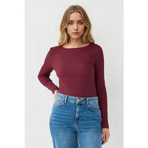 Bluza slim-fit cu decolteu rotund - Visiniu imagine