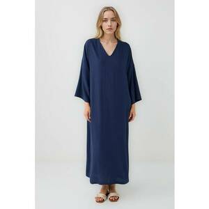 Rochie lunga cu decolteu in V - Bleumarin imagine