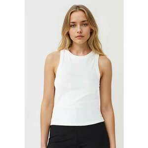 Top slim-fit din amestec de bumbac - Alb imagine