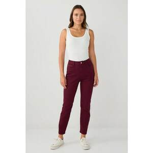 Blugi regular fit cu talie inalta - Visiniu imagine
