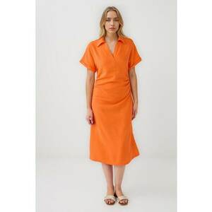 Rochie midi cu maneci scurte - Portocaliu mandarina imagine