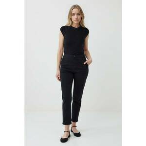 Pantaloni conici cu talie inalta - Negru imagine