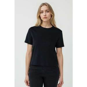 Tricou din bumbac cu decolteu la baza gatului - Negru imagine