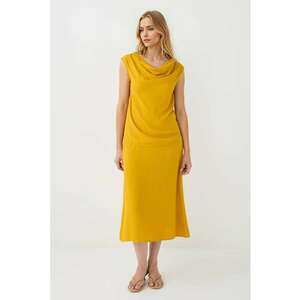 Fusta midi cu croiala in A - Galben sofran imagine