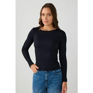 Bluza slim-fit cu decolteu rotund - Negru imagine
