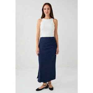 Fusta maxi dreapta cu slit lateral - Bleumarin imagine