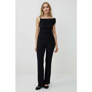 Pantaloni drepti texturati - Negru imagine
