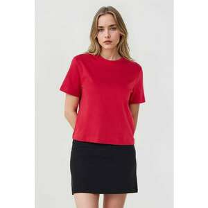 Fusta mini dreapta cu model uni - Negru imagine