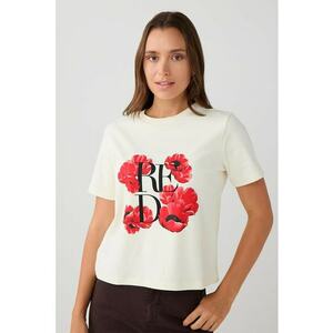 Tricou din bumbac cu imprimeu - Alb murdar imagine