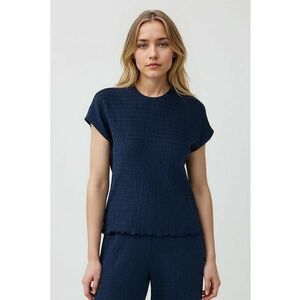 Bluza texturata cu maneci scurte - Bleumarin imagine