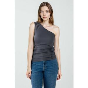 Bluza cu decolteu pe umar - Gri inchis imagine