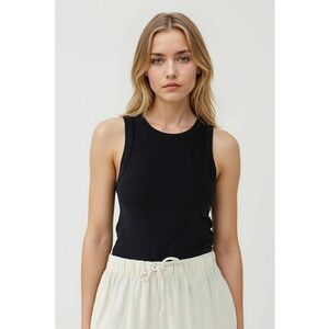 Top slim-fit din amestec de bumbac - Negru imagine