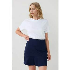 Fusta mini dreapta cu terminatie cu volane - Bleumarin imagine