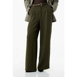 Pantaloni ampli cu pensa - Kaki inchis imagine