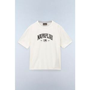 Tricou cu imprimeu logo pe partea din fata si pe partea din spate - Alb fildes/Gri antracit imagine