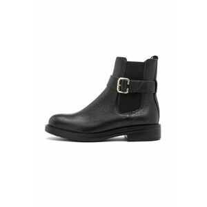 Ghete Chelsea de piele cu bareta decorativa - Negru imagine