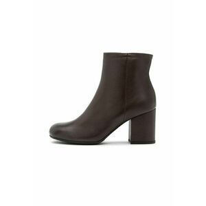Botine de piele cu toc masiv - Maro inchis imagine