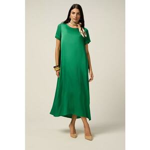 Rochie satinata evazata - Verde imagine