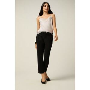 Pantaloni crop din amestec de lyocell cu buzunare oblice - Negru imagine