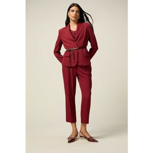 Pantaloni crop cu talie medie - Visiniu imagine