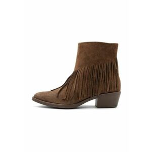 Botine din piele intoarsa cu franjuri - Maro imagine