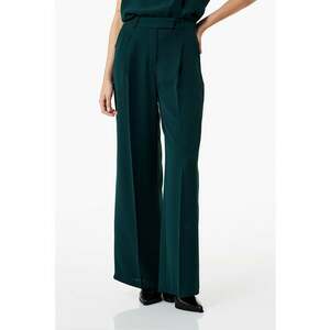 Pantaloni ampli cu pliuri si talie inalta - Verde englez imagine